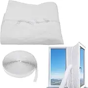 AcbbMNS Window Seal Kit for Portable Air Conditioner, 4M Window Sealing Cloth with Zip and Adhesive Fastener for Overhang Dormer, Casement Window