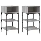 2x Bedside Tables Wooden Drawers Storage Side Shelf Cabinets Nightstand Grey