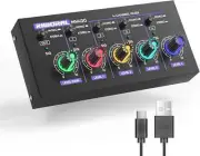 Mini Audio Stereo Mixer 4 Channel 1/4 Inch TSR/TS Audio Input Jack for Line Mixe