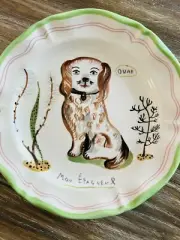 Spaniel Mon Epagneul Ouaf Plate, Nathalie Lete Anthropologie Staffordshire Dog