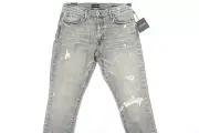 JOES JEANS FADED GRAY 34 RIPPED CUT KNEE THE DEAN KINETIC SLIM TAPERED JEANS NEW