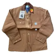 NOS Vtg 80s Carhartt chore jacket 46T blanket Lined 100 Year detroit aztec