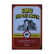 2x Metal Tin Sign Emu Export Lager 200x300mm Decor Rusty Vintage