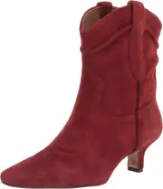 Sam Edelman Taryn Brick Suede Pointed Toe Kitten Heel Cowboy Ankle Boots