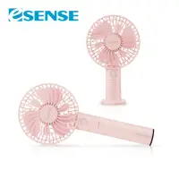 在飛比找momo購物網優惠-【ESENSE 逸盛】行動電源自然風手持桌立USB風扇-粉/