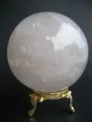 Rose Quartz 6.6cm 392g Crystal Ball Orb Sphere on Gold Metal Stand RQ002