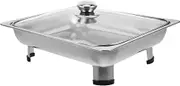 LAPYAPPE Stainless Steel Buffet Pan with Glass Lid Removable for Outdoor Catering Self-Service Food Warmer for Gatherings and Events Rectangular Food Container