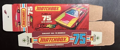 Matchbox Superfast Streakers #75 Alfa Carabo '74-'76 Type K Repro Box