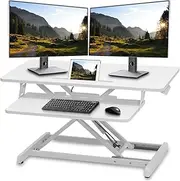 Stand-Up Desk Converter 880mm Sit-to-Stand Tabletop Riser Workstation White
