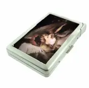 Renaissance Art Cigarette Case with Built in Lighter Metal Wallet Angel