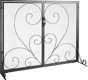 VEVOR Fireplace Screen 2 Panel with Door, Sturdy Iron Mesh Fireplace Screen, 990(L) x802(H)MM Spark Guard Cover, Simple Installation, Free Standing Fire Fence Grate for Living Room Home Decor Vintage