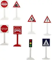 CIYODO 8pcs Mini Road Sign Set for Realistic Traffic Indicators for Kindergarten Teaching DIY Sand Table Decorations Home Room Decor Early Learning Traffic Knowledge