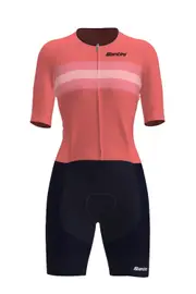 Santini Leaf Short Sleeve Women's Trisuit - Coral Size L