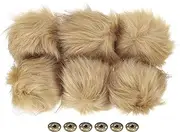 uxcell Faux Fur Pom Poms for Hats, 6 Pcs Fluffy Soft Fur Poms Balls with Snap Button for Keychain Knitting Hats DIY Scarves Gloves Bag Christmas, Khaki