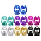 Kids Girls Shiny Metallic Hip Hop Jazz Latin Modern Dance Crop Top and Skirt AU