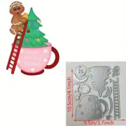 Christmas Gingerbread man Decorating Tree w cocoa mug cup Metal Cutting die