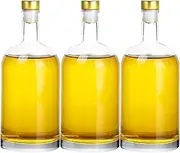 CTTPEG 3Pack Clear Glass Bottles 17 oz Clear Liquor Bottles with Cork Stopper Airtight Lid for Wine Beverages Drinks Beer Water Soda