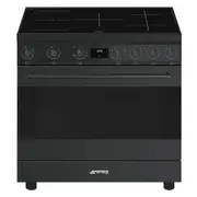 Smeg 90cm Freestanding Cooker Induction Hob - Full Black