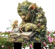 Fairy Garden Stakes, 2D Acrylic Tree Man Earth Goddess Decoration, Accessories Yard Lawn Patio Flower Pot Ornament Garden Art Sculpture for Landscaping, Acrylic, 150g