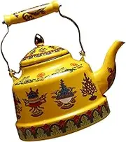 Enamel Teapot with Handle Decorative Kettle for Home Office Safe for Hot Beverages Comfortable Grip for Tea and Butter Tea