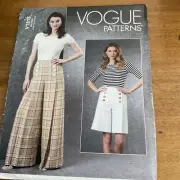 Vogue Sewing Pattern V1815 1815 Misses Pants Shorts Sewing Pattern Size 8-16 NEW