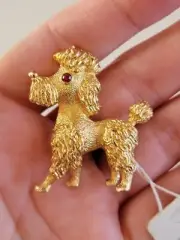 Vintage Signed Christian Dior Poodle Brooch w Tags