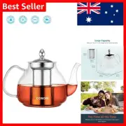 BPA-Free 1000ML Glass Teapot with Stainless Steel Infuser for Versatile Brewing