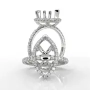 Diamond Engagement Marquise Shape Proposed Halo Ring Platinum 950 Semi Mount 1Ct