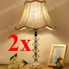 Pair of K9 Solid Crystal Glass Desk Table Light Bedside Lamp E27 lamp