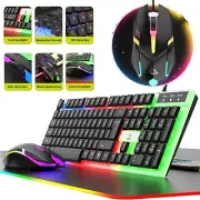 Computer Desktop Gaming Keyboard and Mouse Mechanical Feel LED Light Backlit RGB
