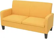 vidaXL Modern 2-Seater Sofa in Yellow with Sturdy Pinewood Frame and Resistant Fabric Upholstery Easy Assembly