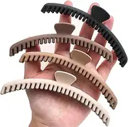 UDERUI Hold Everything Hair Flat Claw Clip 4 Pcs, Flat Hair Clips with 52 Teeth, Non-slip for Thick & Thin Hair, Women's Classic Style, 4.72 inches, Pack of 4