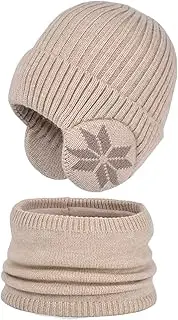 Winter Scarf for Kids - Knitted Scarf and Beanie Outdoor Sports Set,Elastic Thickening Outdoor Sports Hat for Travel, Hiking, Walking The Dog, Running Amith