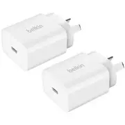 Belkin USB-C PD 3.0 20w Wall Charger White 2 Pack