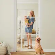 Costway150 cm Extra Tall Pet Gate with 77 cm-104 cm Wide Opening-White
