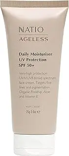 [Natio] Australia Ageless Daily Moisturiser UV Protection SPF 50+ 75g 75g - Facial SPF Cream for All Skin Types - UVA/UVB Broad Spectrum Protection - Organic Rosehip, Aloe Vera & Vitamin E - Made in Australia
