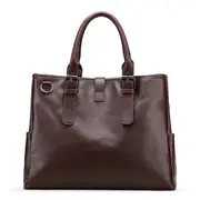 Men Business Handbag Brown Casual Laptop Bag With Removable Shoulder Strap