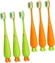 WOONEKY Manual Kids Toothbrush Set Carrot Shape Soft Bristles Toddler Toothbrush Kids Teeth Brush