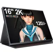 16" 120Hz Gaming Monitor 2K Portable Monitor 16:10 Screen Display USB-C Monitor