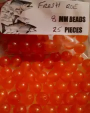 Fishing Premium Trout/Salmon/Steelhead Beads 8mm 25ct fresh roe orange