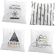 MOBUTOFU Xmas Pillow Embossing 4 Pack Pillow Case for Christmas Decorations