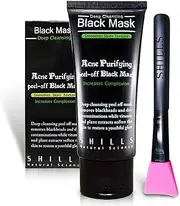SHILLS Charcoal Face Mask, Peel Off Mask, Charcoal Mask, Peel Off Mask, Deep Cleansing, Purifying, Activated Charcoal Mask with Brush