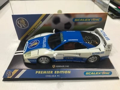 C2152 Scalextric FERRARI F40 - CHELSEA FC PREMIER EDITION - Mint/Boxed 1/32 RARE