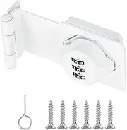 uxcell 3.5 Inch Cabinet Password Hasp Lock, 3-Digit 90 Degree Barn Door Lock Security Combination Latch Lock for Drawers Cabinets Small Doors, White