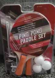 ping pong paddle set with net, 2 paddles & 3 balls