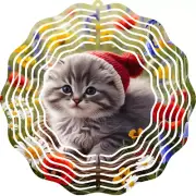 Outdoor 10" Metal Wind Spinner 3D Kitten Hanging Kinetic Garden Yard Art Decor