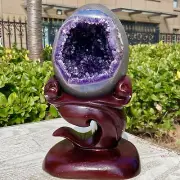 4.93LB Natural dinosaur egg Original Stone Quartz Uruguay amethyst Mineral+base