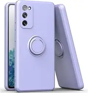 Samsung S20 FE Case, EabHulie Slim Silicone Rubber Shockproof Case Cover with Ring Holder Stand for Samsung Galaxy S20 FE/S20 FE 5G/S20 FE 2022 Pale Purple