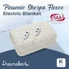 Dreamaker Pinsonic Sherpa Fleece Quilted Fitted Electric Heated Blanket King