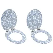 WC Toilet Seats 2 pcs with Soft Close Lids MDF Porcelain Design vidaXL